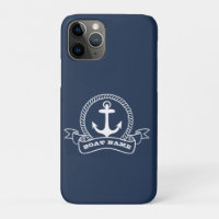 Nautical Anchor Boat Name Navy Blue