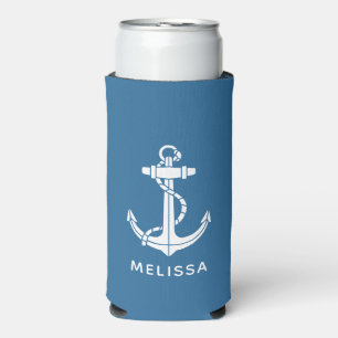 Nautical Anchor Boat Name Personalised Seltzer Can Cooler