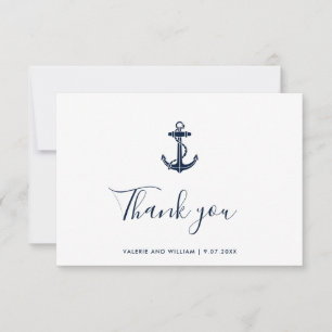 Nautical Anchor Boat Name Script Wedding Swag Thank You Card