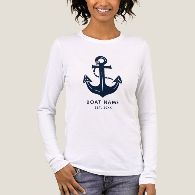 Nautical Anchor Boat Name Tri-Blend Shirt (Front)