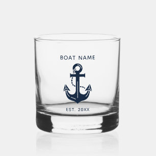 Nautical Anchor Boat Name Whiskey Glass