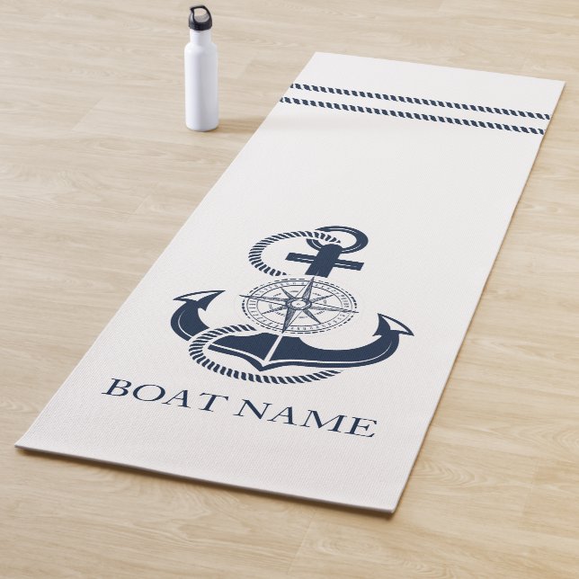 Nautical Anchor Boat Name Yoga Mat (In Situ)