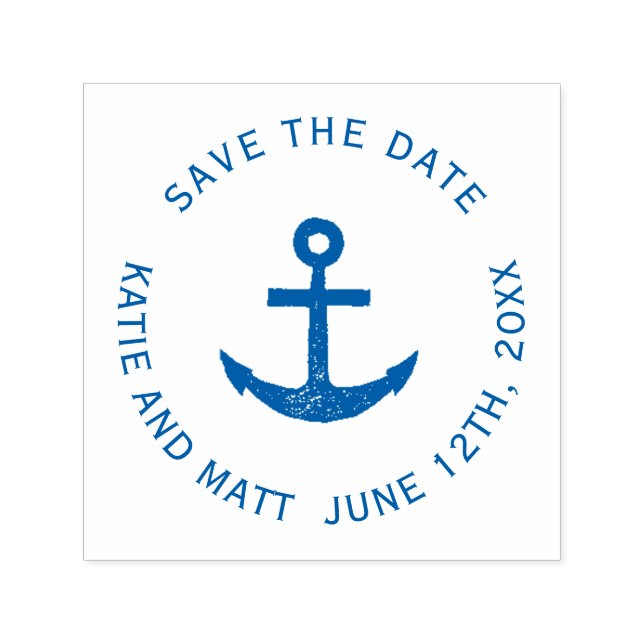 Nautical Anchor Boat Wedding Save the Date Stamp (Design)
