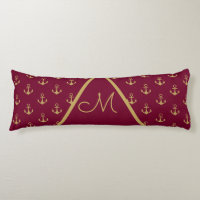Nautical Anchor Burgundy Red Monogram