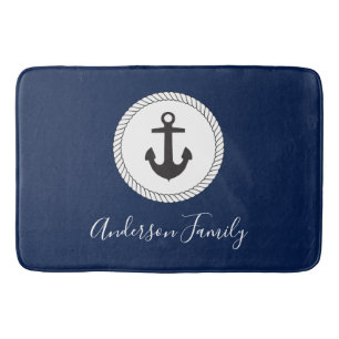 Nautical Anchor   Calligraphy Bath Mat