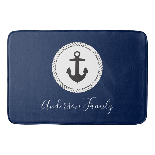 Nautical Anchor | Calligraphy Bath Mat (Front)