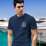 Nautical Anchor Captain Boat Name Gold Laurel Navy T-Shirt<br><div class="desc">A custom designed nautical boat anchor,  gold style laurel leaves and a gold star with Captain rank or other title and Your Personalised Name or Boat Name on a navy blue T-Shirt. Makes a great gift.</div>