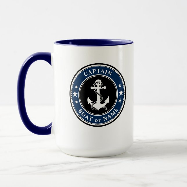 Nautical Anchor Captain Boat or Name Large 2 Sided Mug (Left)