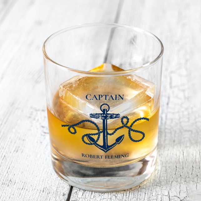 Nautical Anchor Captain Name Whiskey Glass (Creator Uploaded)