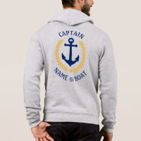 Nautical Anchor Captain Your Boat Name Gold Laurel