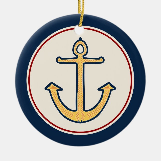 Nautical Anchor Ceramic Tree Decoration (Front)
