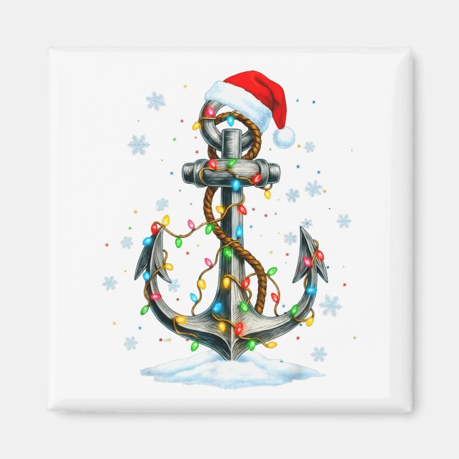 Nautical Anchor Christmas Lights Boating Sailor  Magnet (Front)