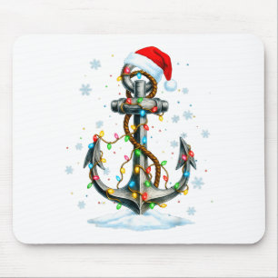 Nautical Anchor Christmas Lights Boating Sailor  Mouse Pad