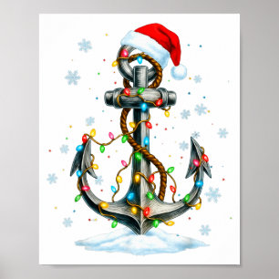 Nautical Anchor Christmas Lights Boating Sailor  Poster