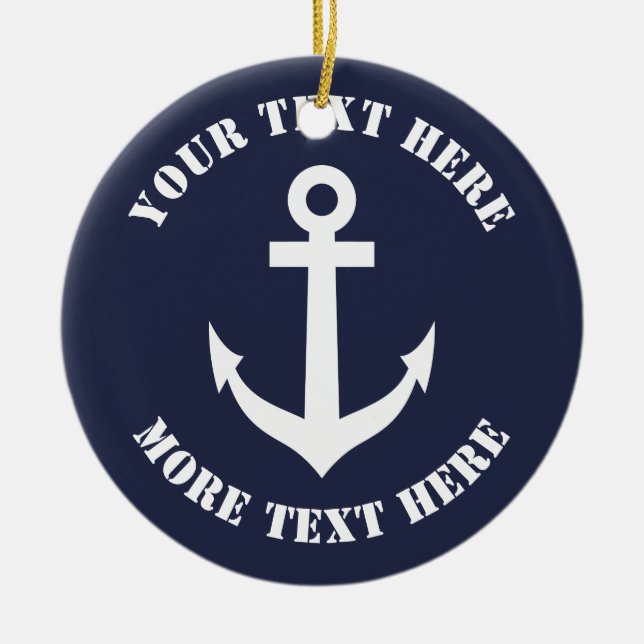 Nautical anchor Christmas ornament for sailor (Front)