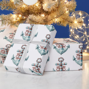 Nautical Anchor Christmas Wrapping Paper