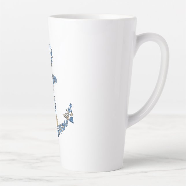 Nautical Anchor Collage Latte Mug (Right)