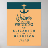Nautical Anchor, Coral Blue, Wedding Welcome