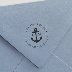 Nautical Anchor Couples Monogram Return Address Self-inking Stamp