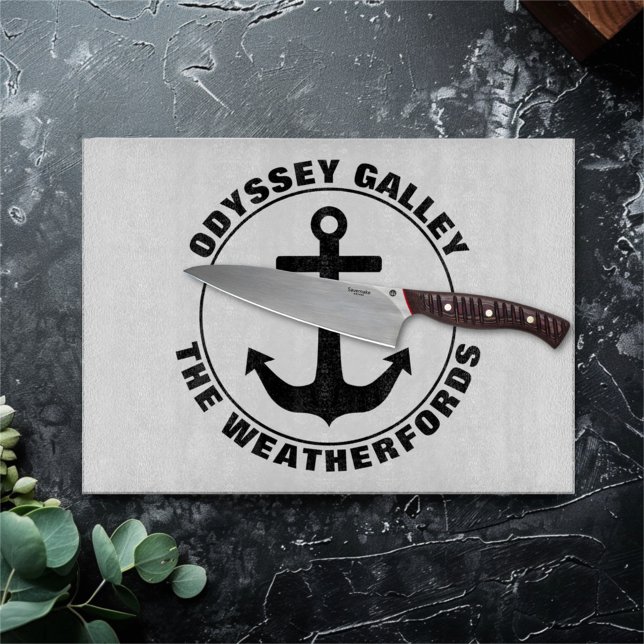 Nautical Anchor Custom Boat and Family Name Cutting Board (Creator Uploaded)