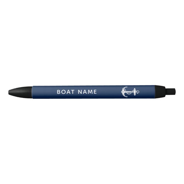 Nautical Anchor Custom Boat Name Cruise Swag Black Ink Pen (Front)