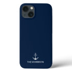Nautical anchor Custom Boat Name navy blue white