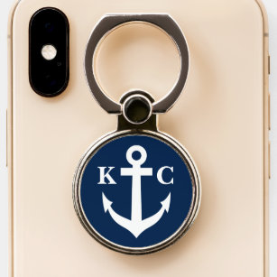 Nautical anchor custom monogram phone ring holder