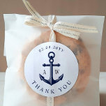 Nautical Anchor Custom Monograms Classic Round Sticker<br><div class="desc">Custom monograms wedding stickers featuring the first name monograms of the bride and groom.  A great fit for your nautical event theme.</div>