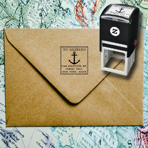Nautical Anchor Custom Name & Address Self-inking Stamp