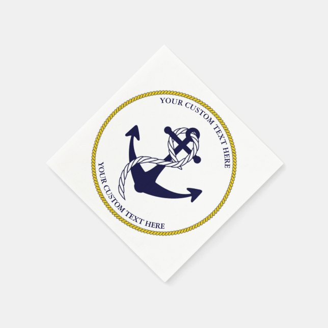 Nautical Anchor Custom Party Paper Napkins (Corner)