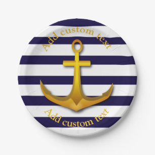 Nautical Anchor Custom Party Paper Plates