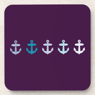 Nautical Anchor Design - Blue / Purple Coaster