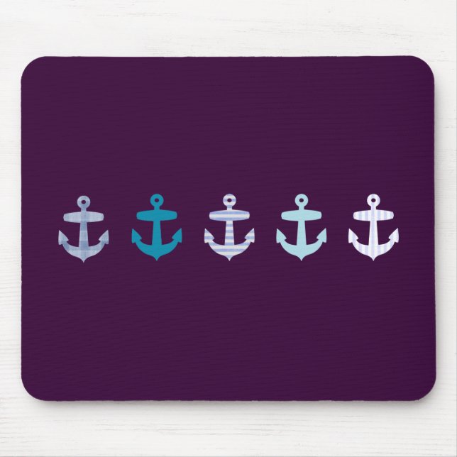 Nautical Anchor Design - Blue / Purple Mouse Pad (Front)