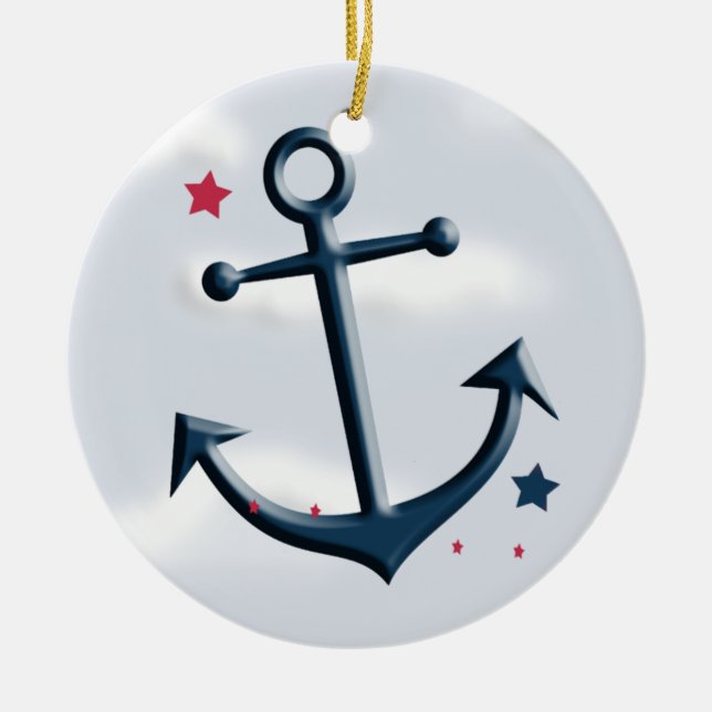 Nautical Anchor Design Cute Ornament (Front)