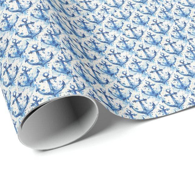Nautical Anchor Design Gift Wrapping Paper (Roll Corner)