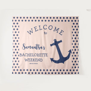Nautical Anchor dotted Bachelorette Party Backdrop Tapestry