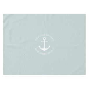 Nautical anchor dusty blue Custom Welcome Aboard Tablecloth