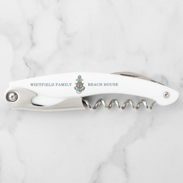 Nautical Anchor Family Beach House Corkscrew (Front)