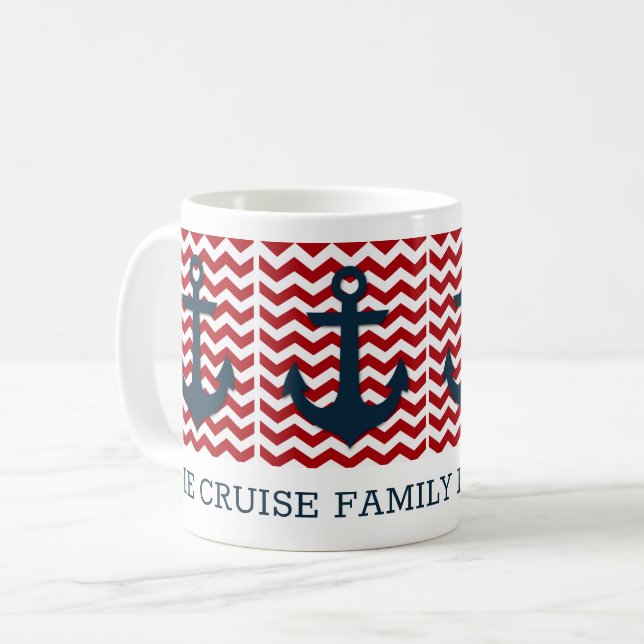 Nautical Anchor Family Reunion Red White Blue Coffee Mug (Front Left)
