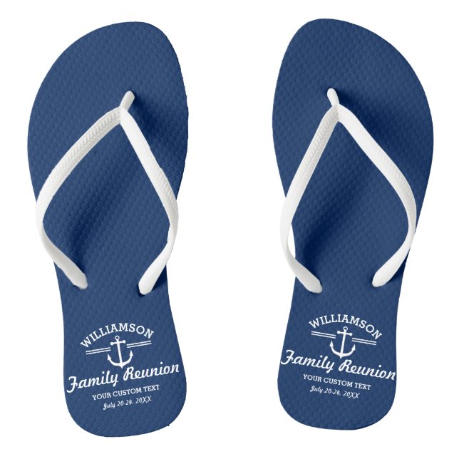 Nautical Anchor Family Reunion Trip Cruise Beach Jandals (Footbed)