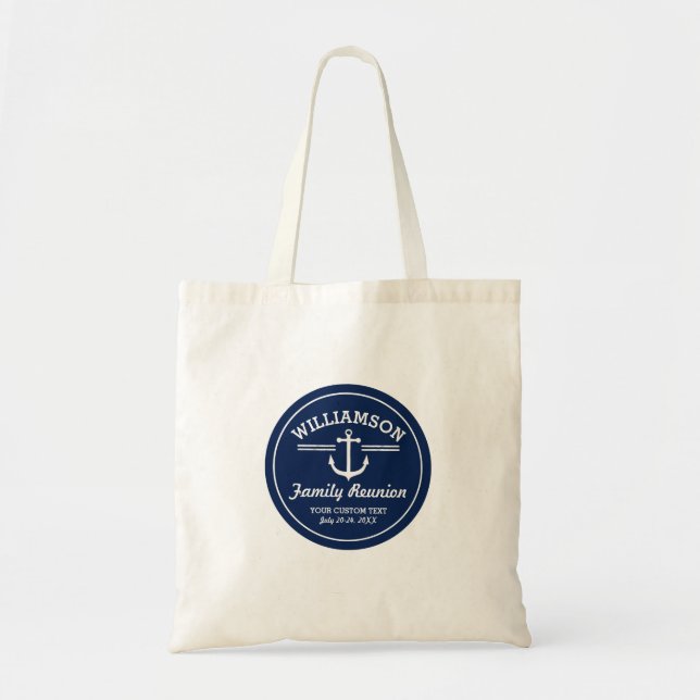 Nautical Anchor Family Reunion Trip Cruise Beach Tote Bag (Front)