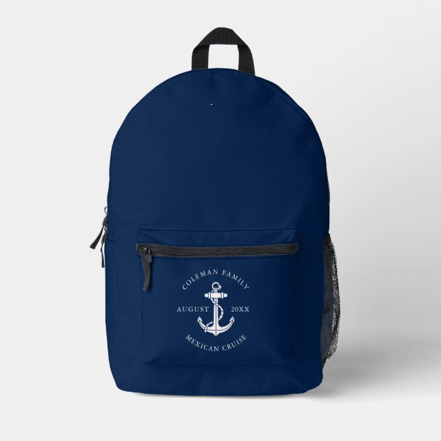 Nautical Anchor Family Trip Custom Printed Backpack (Front)