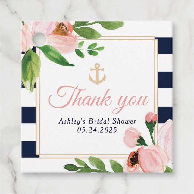 Nautical Anchor Favour Tag (Front)