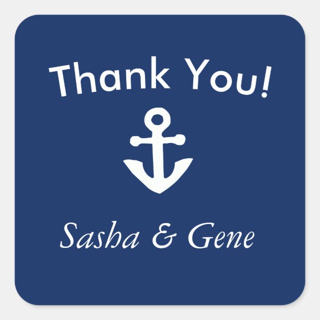 Nautical Anchor Favour Thank You Sticker (Front)