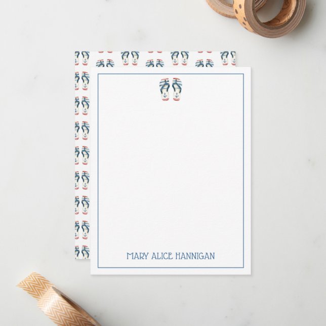 Nautical Anchor Flip Flops Personalised Card (Front/Back In Situ)