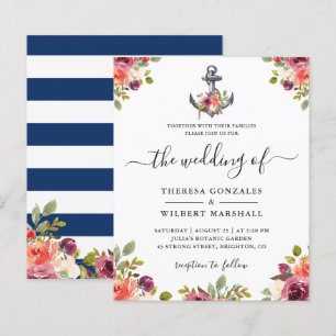 Nautical Anchor Floral Wedding Invitation