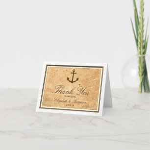 Nautical Anchor Framed Vintage Paper Thank You Card