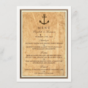 Nautical Anchor Framed Vintage Paper Wedding Menu