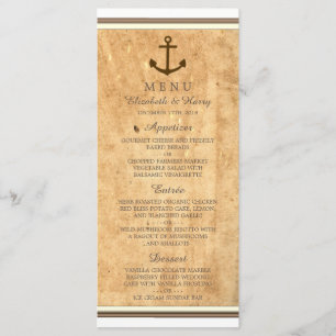 Nautical Anchor Framed Vintage Paper Wedding Menu