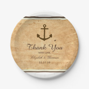 Nautical Anchor Framed Vintage Paper Wedding Plate